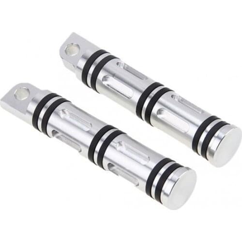 Pair CNC Edge Cut Rear Front Foot Pegs For Harley XL/XR/883/1200/X48 Silver