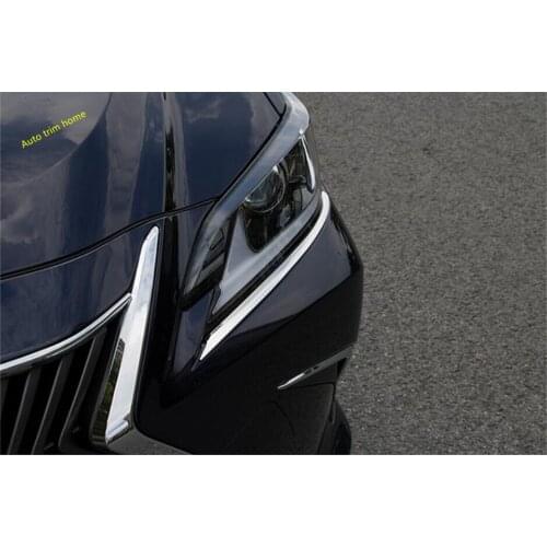 Front Head Lights Lamps Eyelid Eyebrow Strip Cover Trim Fit For Lexus ES 2018 2019 2020 2021 Stainless Steel Auto Accessories