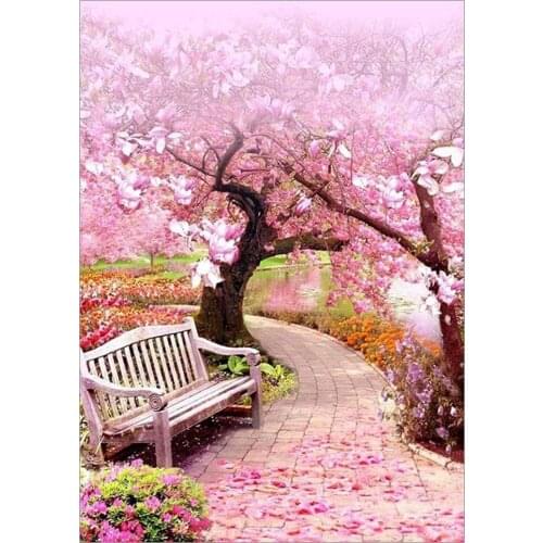 Full Square 5D DIY Diamond Painting Sakura Tree Volcano Embroidery Cross Stitch Rhinestone Mosaic Painting