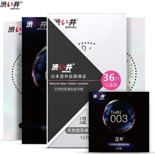 DRY WELL Ultra Thin Condoms for Men Contraceptive Delay Ejaculation Condom Sex Natural Latex 36PCS Penis Sleeve Intimate Goods