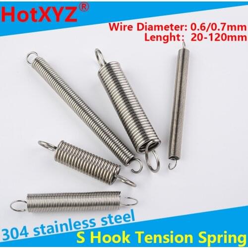 304 Stainless Steel Tension Spring Pullback Spring Draught Spring Wire Diameter 0.6mm 0.7mm Extension Spiral Spring