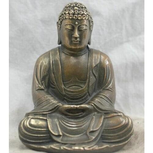 SHUN Chinese Folk Culture Handmade Brass Bronze Statue Sakyamuni Buddha Sculpture