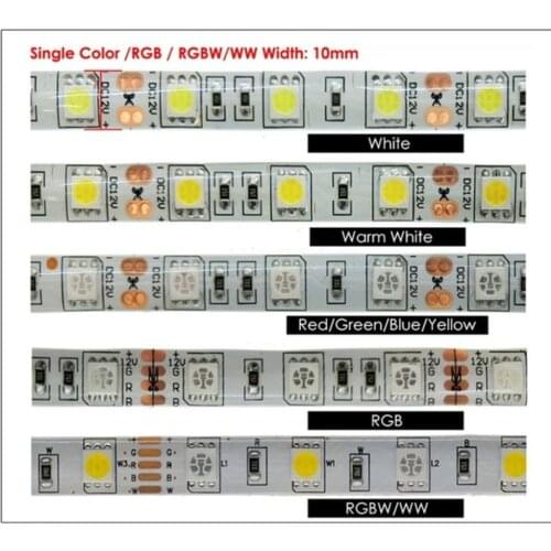 5M 5050 LED Strip light Waterproof DC 12V RGBW RGBWW RGB LED diode tape Holiday Decoration lamp LED String Ribbon 60LEDs/M