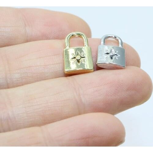 Eruifa 20pcs 8*15mm Lock Zinc alloy Jewelry DIY Charms Pendant Necklace, Earring Bracelet 2 Colors