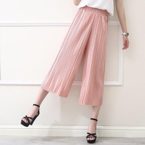 Womens Clothing 2018 Loose Thin Straight Ladies Nine Pants Chiffon Casual Pants Pants Women