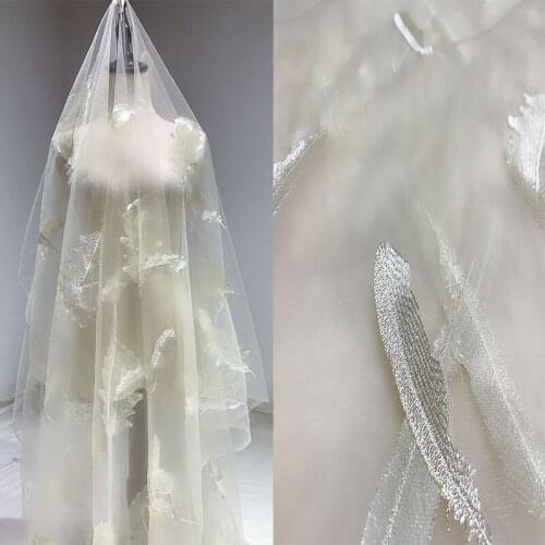 Embroidered three-dimensional net gauze fabric lace wedding dress bed curtain embroidered dress window screen apparel fabric
