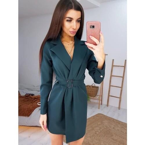 Women Vintage Sashes Front Cross Mini Dress Long Sleeve Notched Collor Elegant Casual Green Dress 2021 Autumn New Party Dress