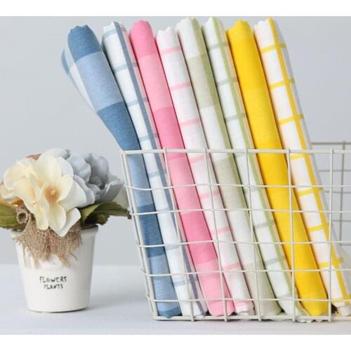 Half Meter 100% Cotton Thin Canvas Fabric With Cartoon Lattice print, Handmade DIY Quilting Patchwork Bag Cloth D30