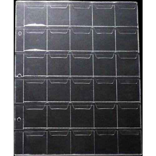 30 Pockets/pcs Clear Coin Pockets Collection Album Page Folder Coins Collecting Storage Album Pages 252x200mm