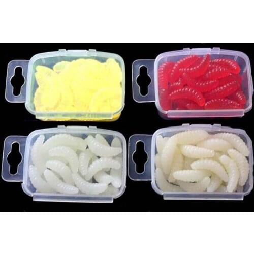30 Pcs/Set Rubber Soft Bait Smell Hand Pole Baits Fishing Lure Bread Bug Bionic Grubs Trout Fish Lures Wholesale