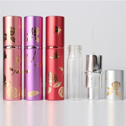 500pcs High Quality Luxury 10ml Metal Perfume Bottle Aluminium Refillable Atomizer Portable Glass Spray Bottle Empty fashion