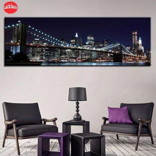 5d photo Round Diamond Painting Natural scenery city night bridge Full Drill Square Mosaic Home Decor Handmade Embroidery Gift