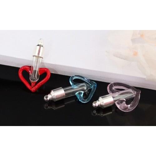 6PCS 6MM Heart Shape Glass vial Pendant with Screw Cap Name on Rice Miniature Wishing Bottle Oil Charm Jewelry Making