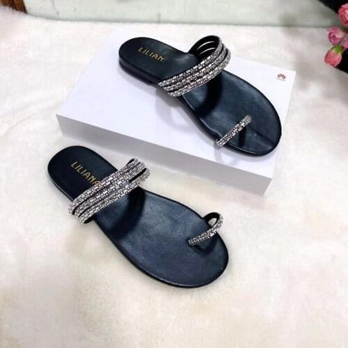 Bling Womens Sandals Summer Party Shoes for Female Rhinestone Flat with Ladies Flip Flops Comfort Sandalias Das Mulheres