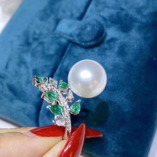 D424 Pearl Ring Fine Jewelry 925 Sterling Silver Round 10-11mm Fresh Water White Pearls Rings for Women Presents