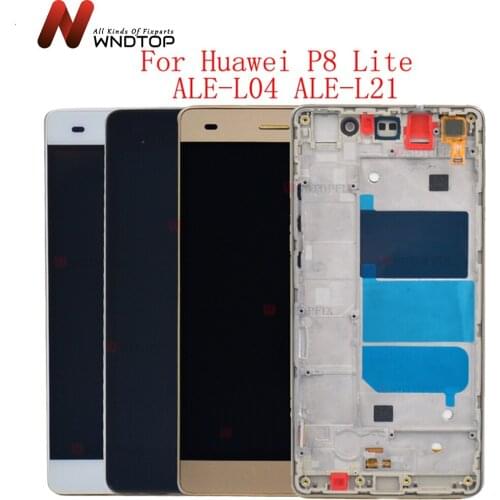 For Huawei P8 Lite LCD Display Touch Screen Digitizer Assembly With Frame For 5.0" Huawei P8 Lite ALE-L04 ALE-L21 Replacement
