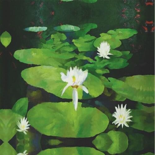Canvas printed Lotus art on cotton canvas picture from hand painted Impressionist oil painting (no frame) free shipping