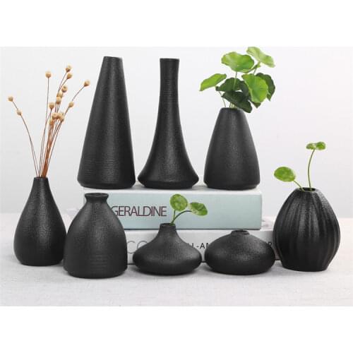 Classic black porcelain vase ceramic home office desktop decoration crafts style DIY vase gift CY52609