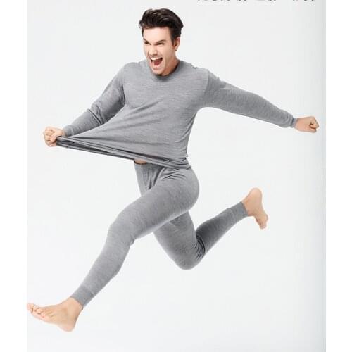 Mens 100% Merino Wool Winter 280gsm thickness Thermal Warm Underwear set Breathable Tops Pants Set