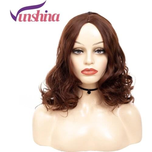 Vunshina Brown Synthetic Wig Long Curly Middle Part Cosplay Wigs For Black Women Natural Fake Hair Heat Resistant Daily Use
