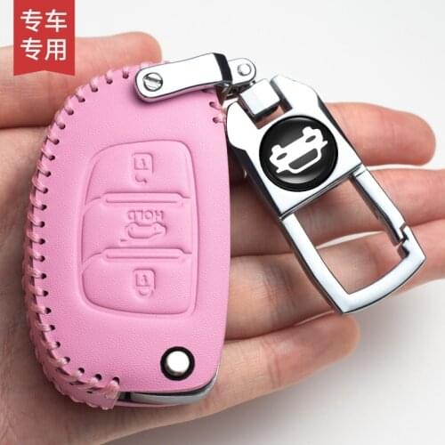 Leather Car Key Cover Case for Hyundai IX35 IX25 Avante Mistra ELANTRA Santafe Tucson 2021 Sonata Key Shell Protecor With Logo