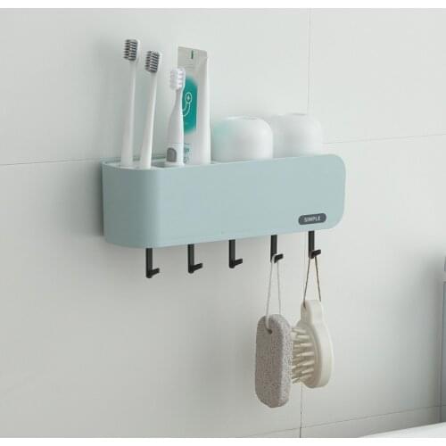 Hook Up Toothbrush Holder Multifunction Storage Toothpaste Bathroom Accessories Practical Home Mount Rack Bathroom Tools Set