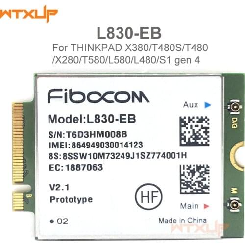 L830-EB LTE Cat6 4G wireless Card 4G module M2 for THINKPAD X380/T480S/T480/X280/T580/L580/L480/S1 4th gen
