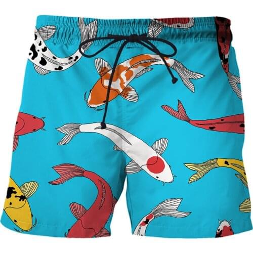 Summer Fashion Koi pattern Cool 3D Print Sexy Siwmwear Men Shorts Beach Pants Board Briefs for Man Swim Trunks Shorts Beachwear