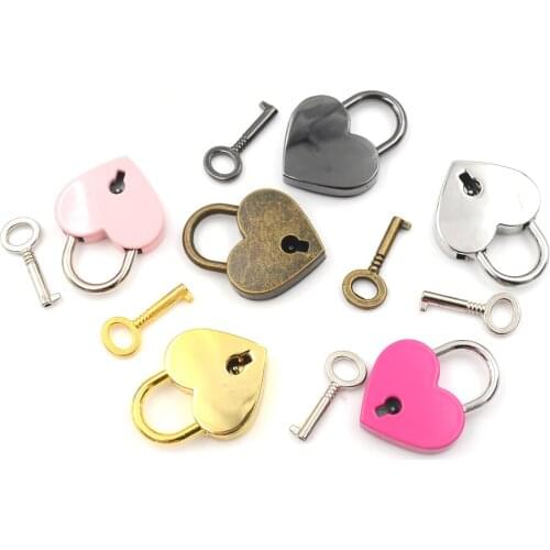 Mini Love Heart Shape Lock Luggage Bag Case Gym Locker Padlock With Keys Padlock For Handbag Tiny Craft Diary Box Locks