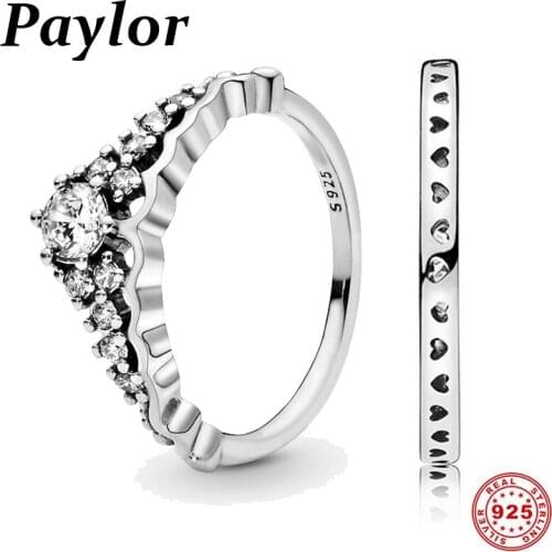 Trendy 2021 Original 925 Silver Fairy Tale Tiara Wishbone Ring For Women Wedding Engagement Pan Rings DropShipping