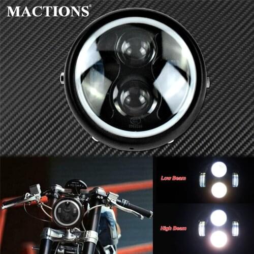 Motorcycle Black Retro 6.5" Headlight High Low Beam Round Headlamp For Harley Choppers Bobber Touring Sportster XL Dyna Softail