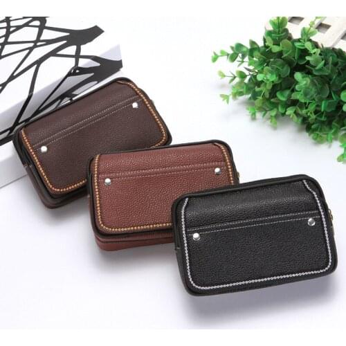 Construction Site Men Leather Belt Pocket Phone Bag Full-Grain Leather Cross Section Mens Pockets Wholesale