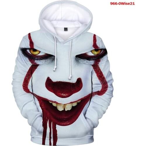 Men 3d Hoodies Horror Movie Penny Wise Print New Casual Hoodie Women Sweatshirt Plus Size Hoodie Cosplay Hooded Penny Wise Coat