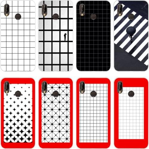 67H white black grid minimalist Soft Silicone Tpu Cover Case for huawei Nova 3 3i p smart