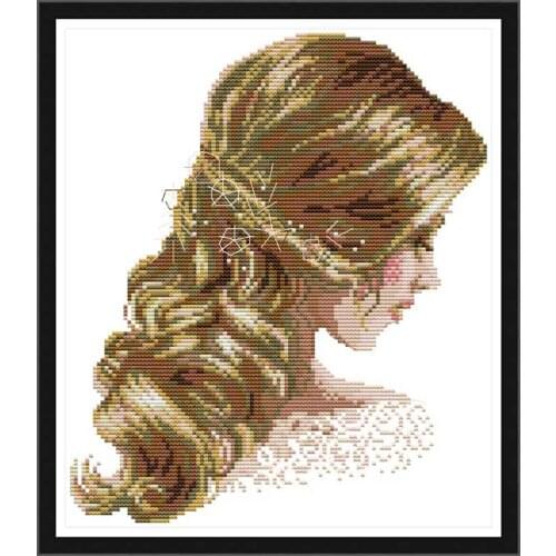 14/16/18/27/28 Beautiful hair painting counted Cross Stitch Set DIY DMC Cross-stitch Kit Embroidery Needlework Home Decor