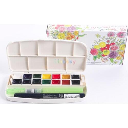 Kuretake GANSAI TAMBI Transparent Watercolor Paints Set 14 Colors with Water Brush,Professional-Quality for Artists and Crafters
