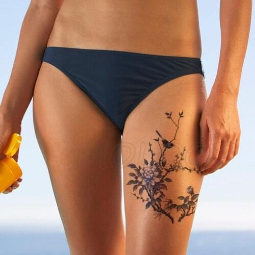 Peony Flower Birds Bud Tattoos Stickers Women Body Waist Arm Art Bracelet Tattoos Temporary Girls Butterfly Tatoos Rose Chains