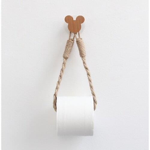 Wall Mounted Toilet Paper Holder Vintage Retro Kitchen Roll Paper Hanging Rope Tube Bathroom Decor Rack Roll Holders Organizer