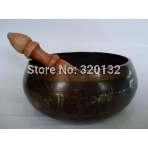 Nepalese Old TIBETAN SINGING BOWL Tibet Bronze Buddha Mantra Singing Strike Bowl 76mm Diameter Wholesale 2pcs bronze Bowls