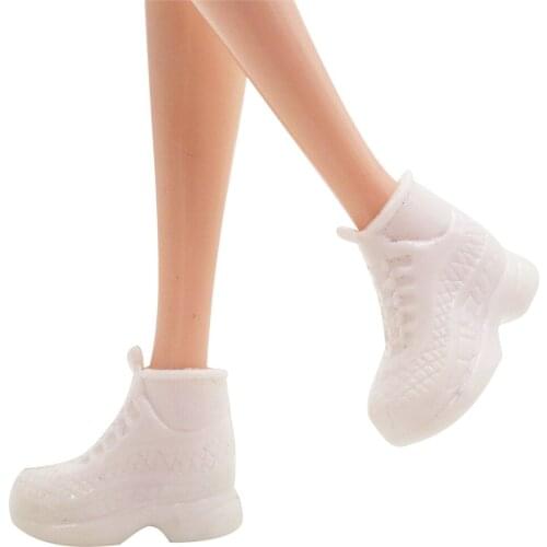 NK 5 Pairs/Set Doll White Shoes Cute Fashion Running Shoes For Barbie Doll High Quality Baby Toy Accessories 001A DZ