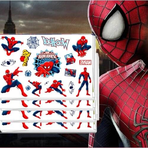 Spiderman Disney Original Tattoo Stickers Random 1PCS Super Heroes Action Figure Cartoon Boys Girls Christmas Birthday Gifts Toy