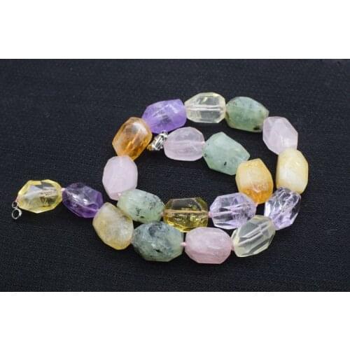 Amethyst/citrine/prehnite/lemon quartz/rose quartz/ baroque faceted 15-20mm necklace 17" nature FPPJ beads wholesale
