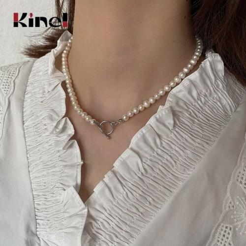 Kinel 2020 New Sterling Silver Pearl Necklace Jewelry Womens Jewelry With Baroque Pearls Wedding Fashion Gift