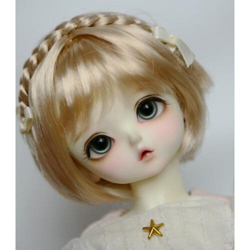 BJD doll wig suitable for 1-3 1-4 1-6 size pigtail mushroom head short hair doll accessories