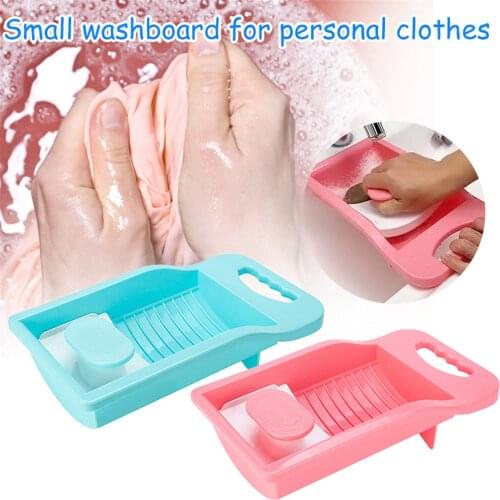 Plastic Laundry Washboard Non-slip Underwear Sock Mini Washboard Scrubboards Washing Board with Soap Holder Laundry Scrubbing