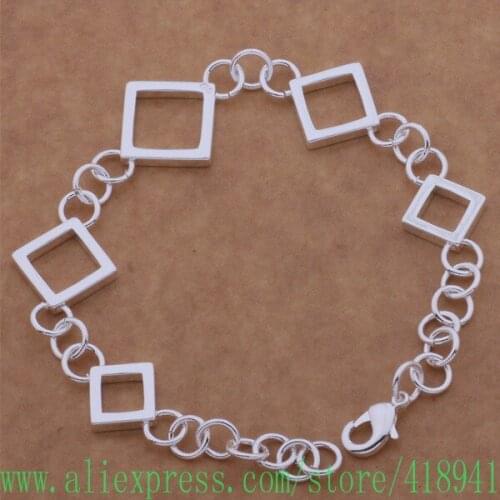 Silver Plated bracelet, Silver Plated fashion jewelry Five square grid /dygampna aziajqpa AH057