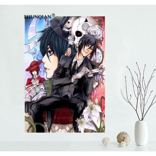 Custom Japanese Anime Kuroshitsuji Poster Cloth Silk Canvas Poster Home Decoration Wall Art Fabric Poster Print More Size