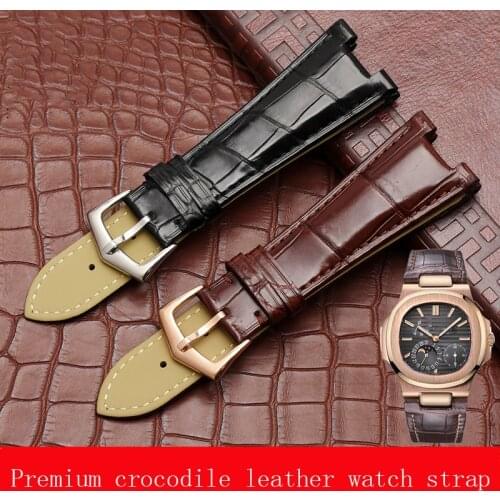 Universal Alligator Leather Watch Band for 25 * 12mm for Patek Philippe mens watch 5712g series watch belt leather watch access