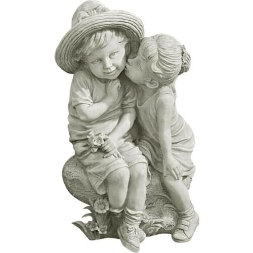 Garden Kissing Kids Ornaments Outdoor Decor Boy And Girl Statue Sculpture
