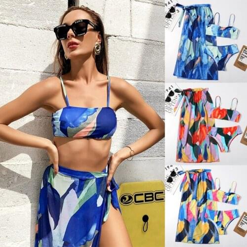 Sexy High Waist Bikini 2022 Swimsuit Women Swimwear Swim Cover up Bikini Set 3 piece Female Beach Wear Swimming for Bathing Suit